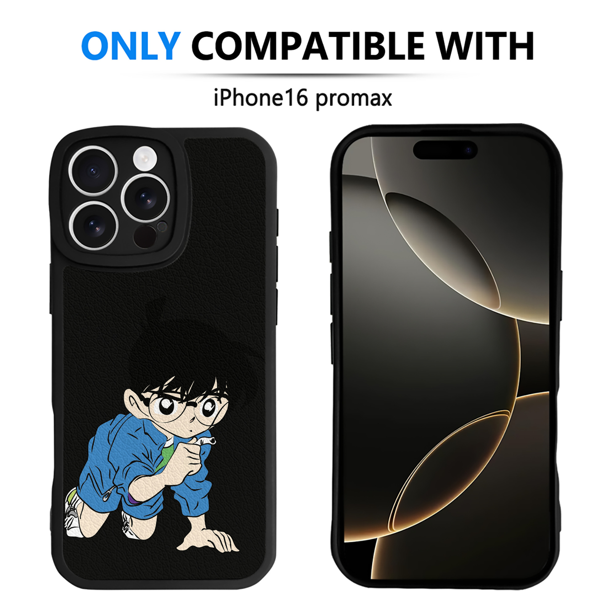 （画像用） 名探偵コナン 江戸川 コナン Detective Conan Conan Edogawa 【iPhone 16シリーズ対応】シリコンスマホケース（レザー調） 材質：シリコン